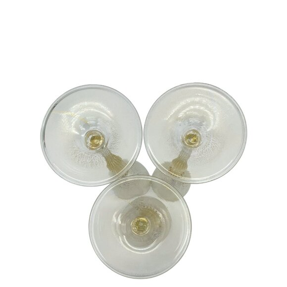 Venetian Vintage Clear Gold Flecked Hand Blown Goblets Set of Three - Picture 6 of 8